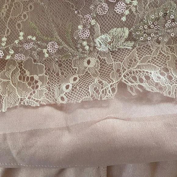 Mac Duggal Size 10 Blush Pink Beaded Floral Lace Midi Dress NWT Formal Cocktail - Picture 14 of 15